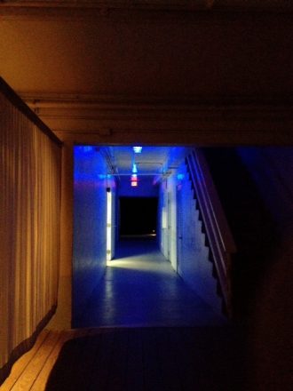 IPhoneography image of the hallway at Standard Miami is indoor outdoor, so it was slippery when wet.