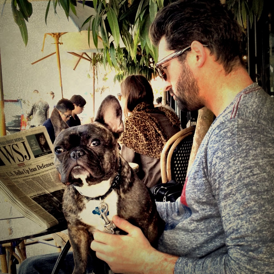 Dining al fresco with your French bulldog in your lap definitely means it's spring. Los Angeles, mobile photography