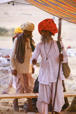 Colorful turban satthe Pushkar camel fair