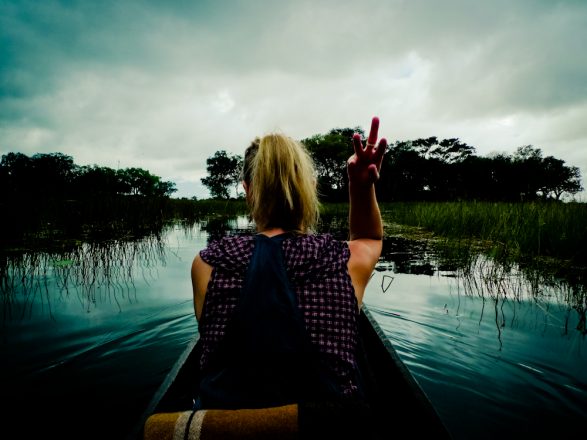 Selfportrait in a canoe Okavango