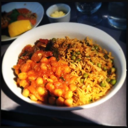 Vegetarian Curry. Heathrow to LAX. United business class