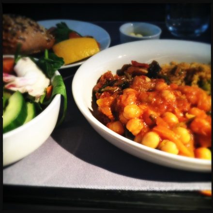 Vegetarian curry from Heathrow to Los Angeles.United Express Dine