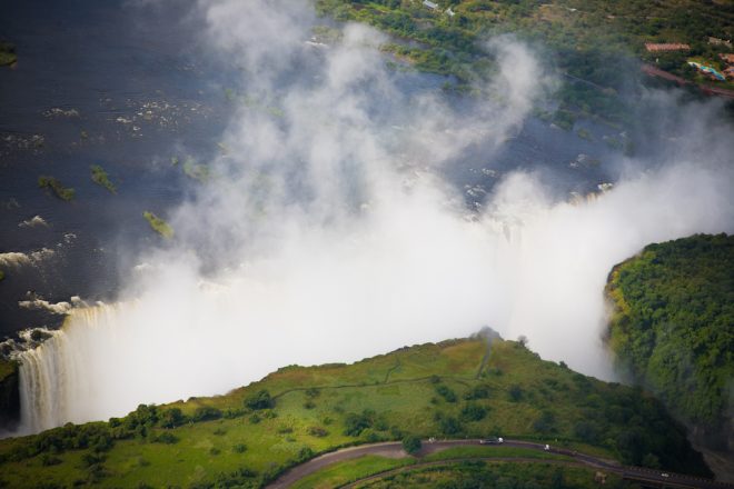 Vic Falls from a helicopter closer