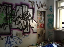 Graffiti & street Art on the walls. Mobile photography