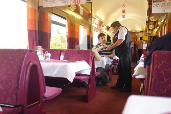 I love people watching on the dining cars. The waiters always have so much character 3