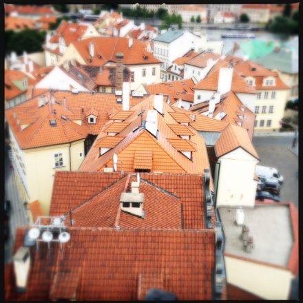 Tiled Rooftops of Prague. Mobile photography. Shot with hipstamatic.