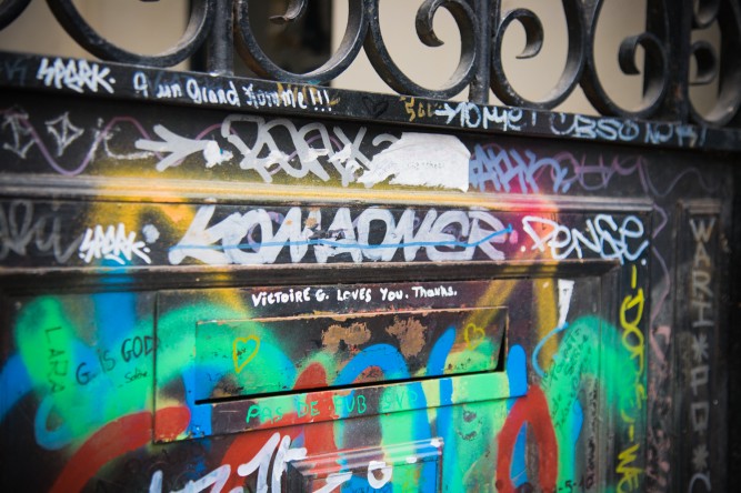 Close up of the graffiti on the Serge Gainsbourg house