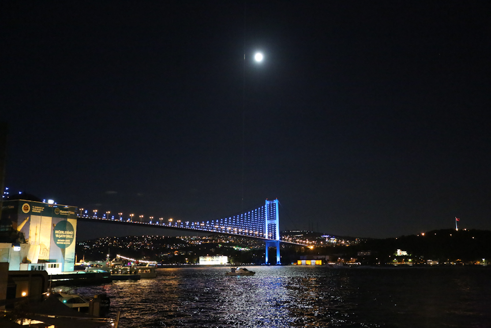 Full Moon Over Bosphorus Bridge