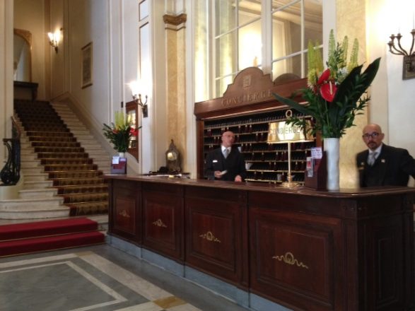 The concierge desk at the Westin Excelsior in Rome
