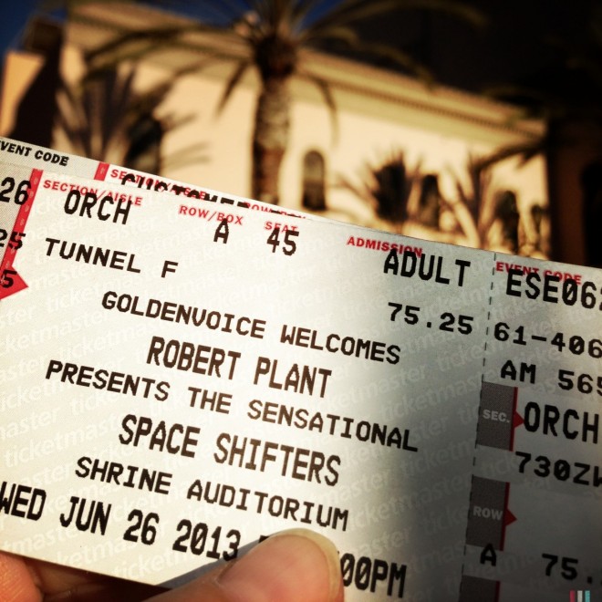 Robert Plant ticket in front of the Shrine Auditorium