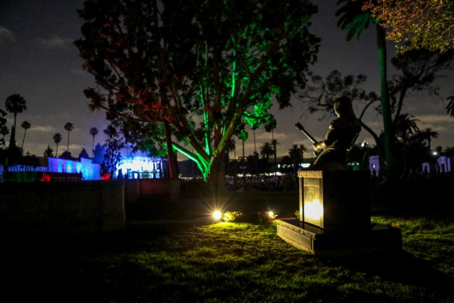 Watching The National in concert from Johnny Ramone's grave at Hollywood Forever Cemetery