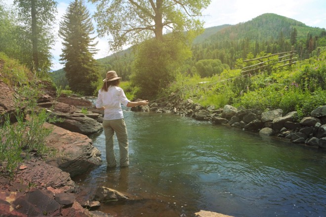 Fellow Cresto Ranch guest Valerie enjoyed the meditative zen of fly fishing in the Dolores River