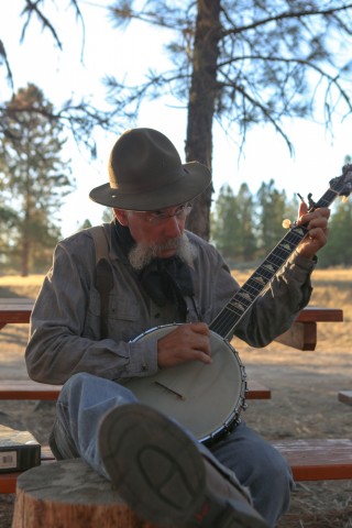 Angelo is far more comfortable behind his banjo than in front of my lens