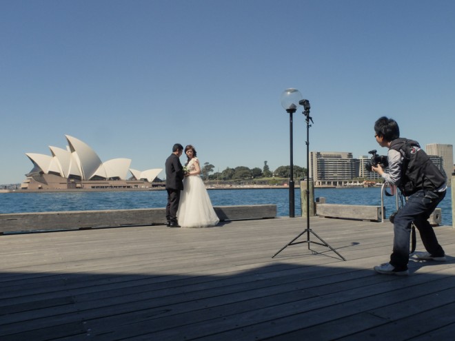 The Opera House is a popular background for wedding photos in Sydney