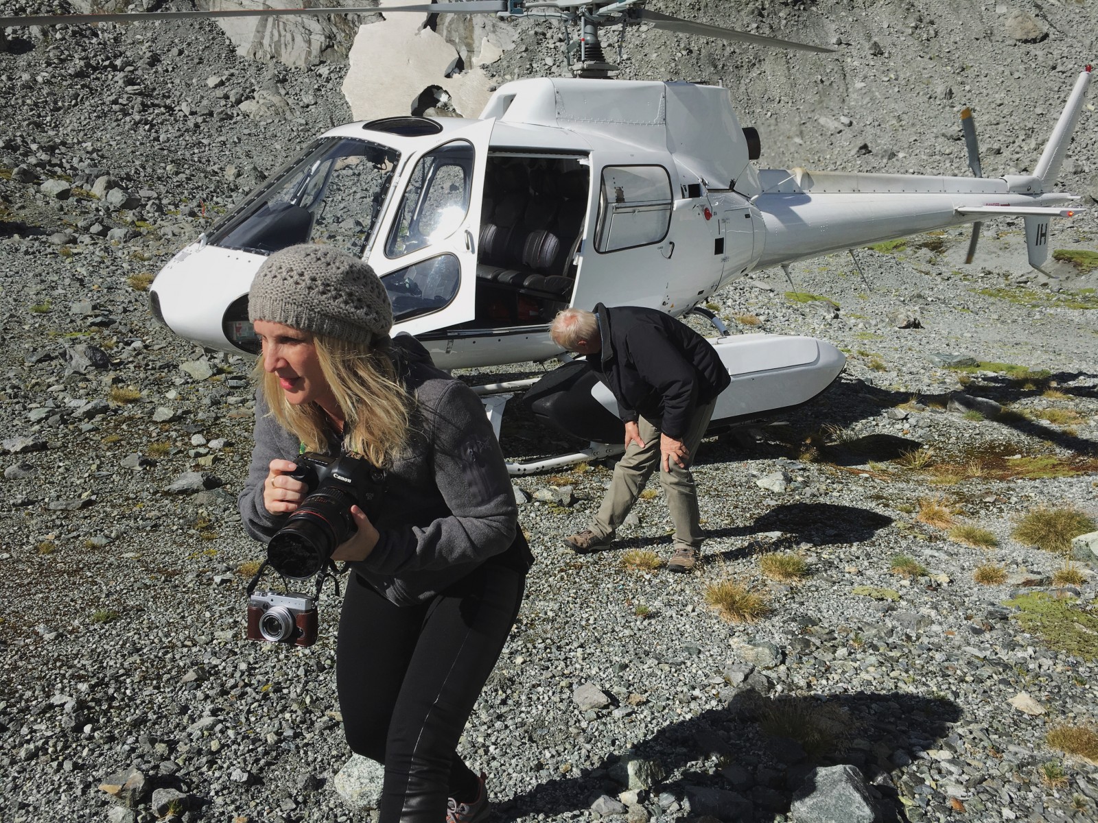 Here I am exiting the helicopter to explore the Fiordland