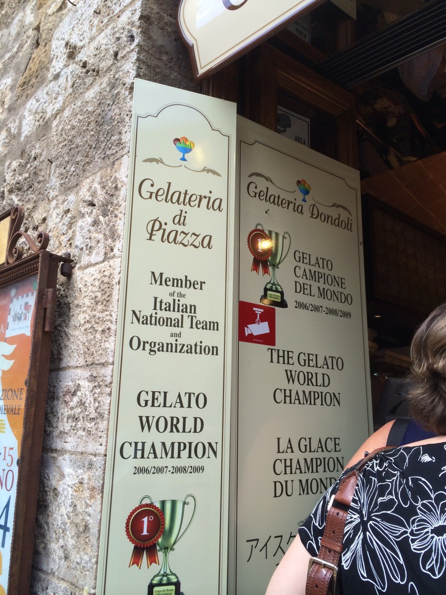 Eating "The World's Best Gelato" at Gelateria Dondoli in San Gimignano